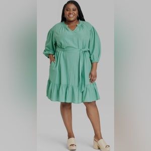 NWOT Knox Rose Teal Tie Waist Dress